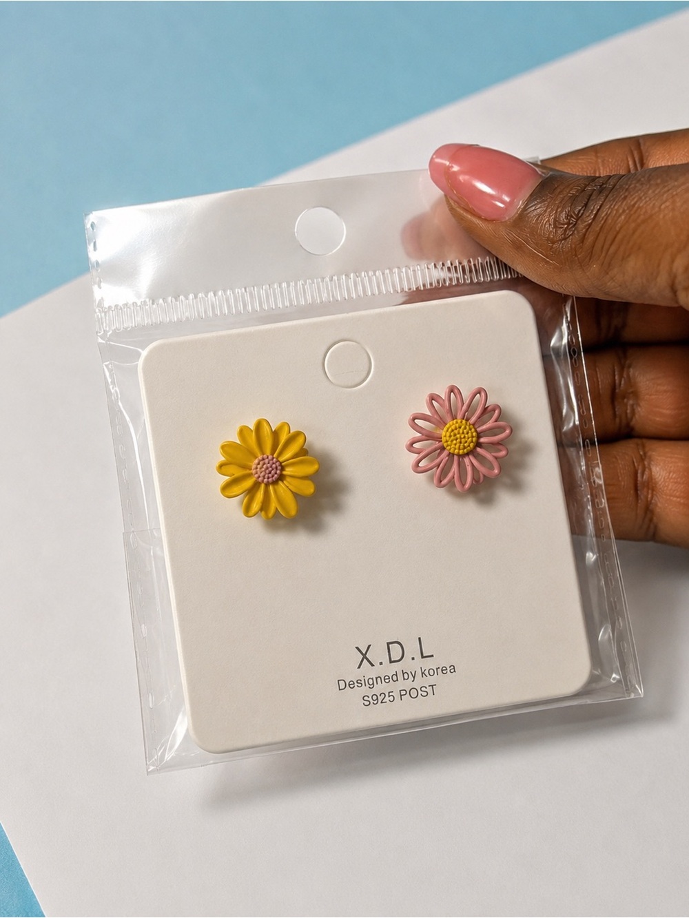 Daisy Stud Earrings - Yellow & Pink